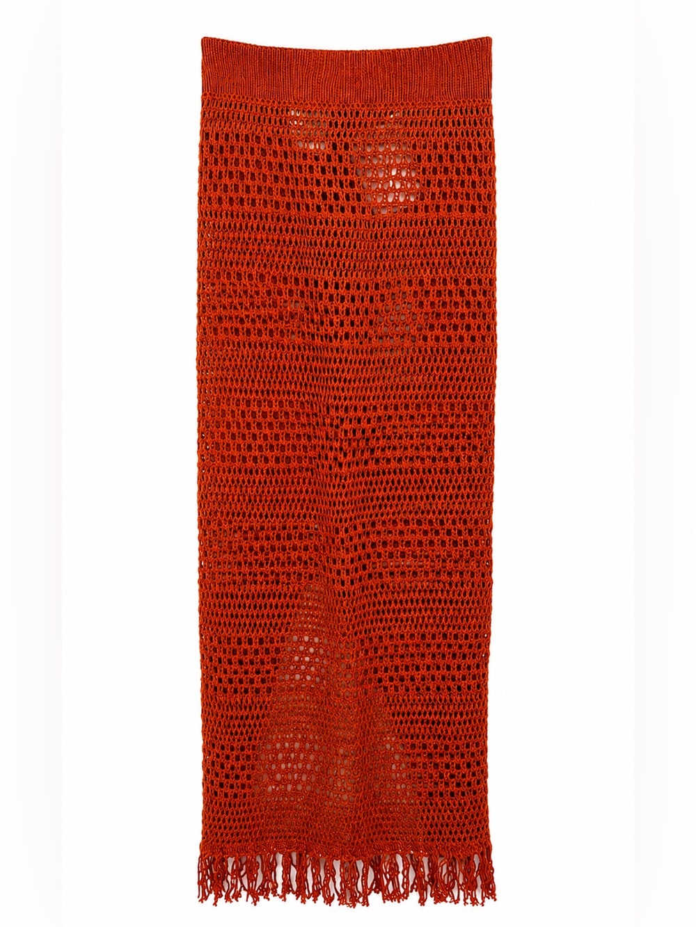 In The Style Women's Crochet Swim Coverup Skirt - Rust Orange